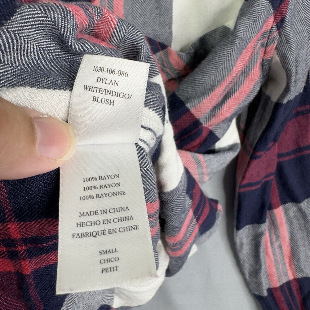 Rails Flanel Shirt women sz Small Dylan White Indigo‎ Blush Plaid button down - Picture 5 of 5